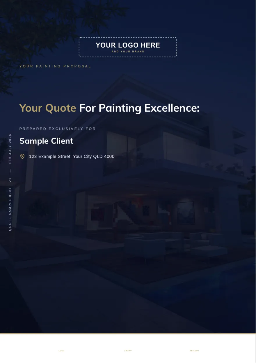 Page 1: Cover: your quote for painting excellence, prepared exclusively for Sample Client