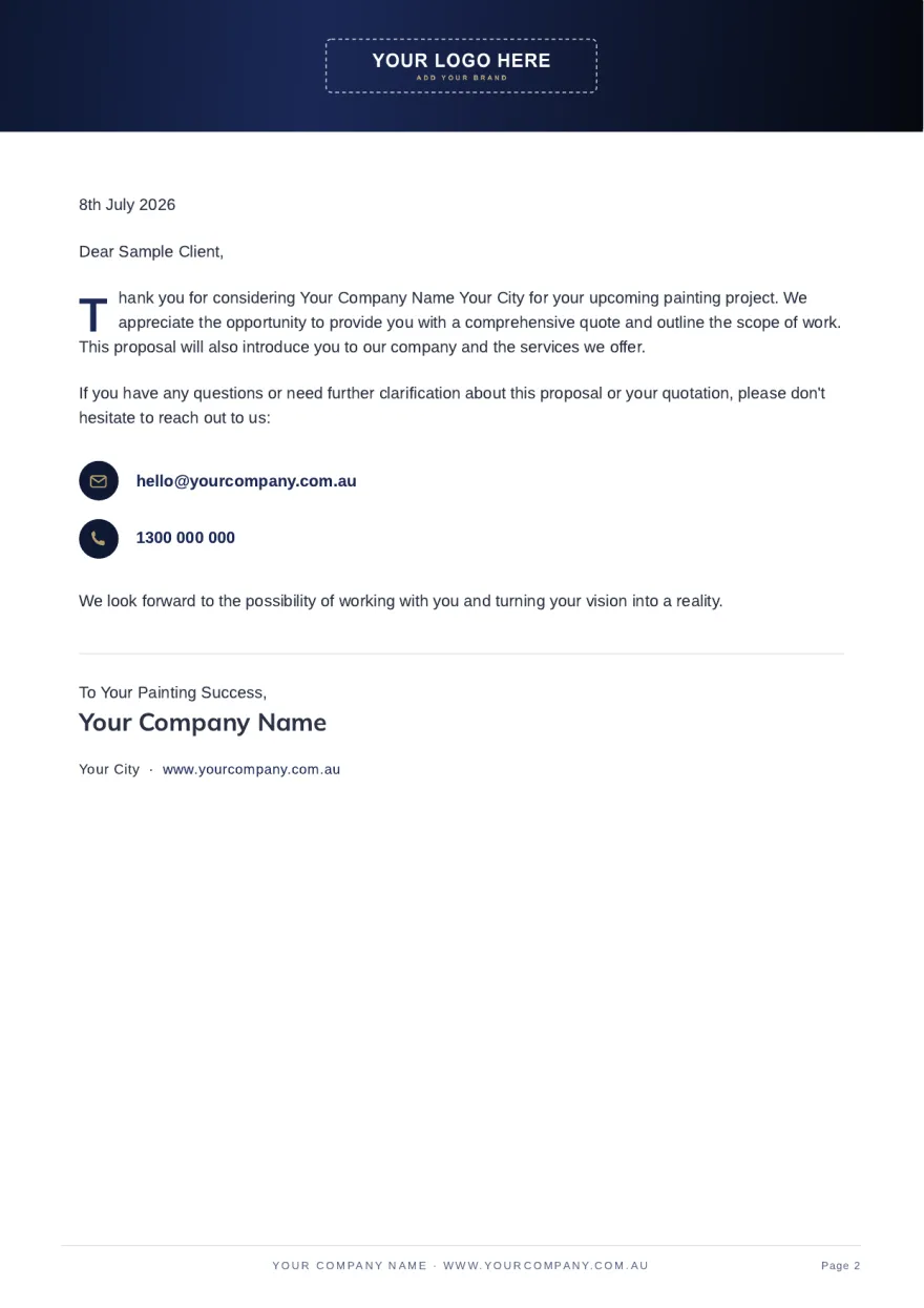 Page 2: Welcome letter