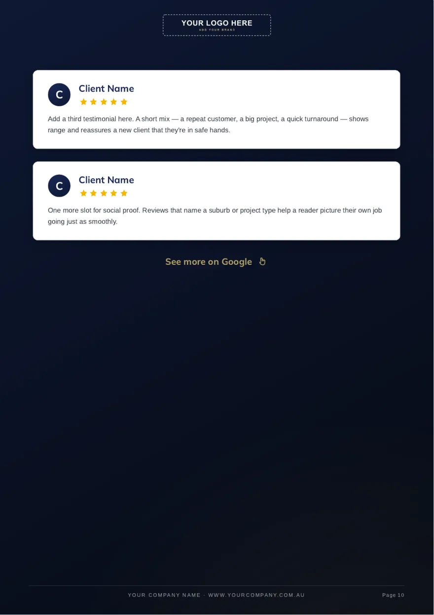 Page 10: More client reviews